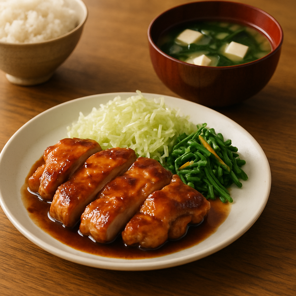 鶏の照り焼き&味噌汁セット